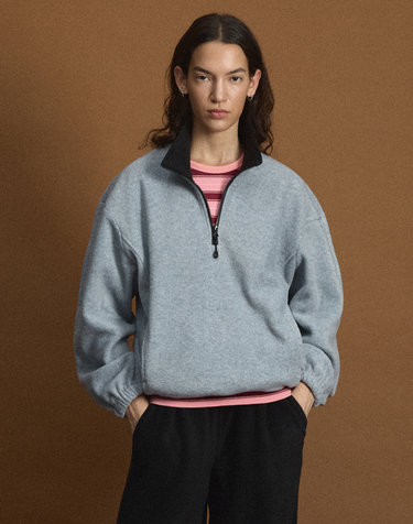[UNI] Koenji Fleece Oversized Half-Zip Sweatshirt (L.Grey)