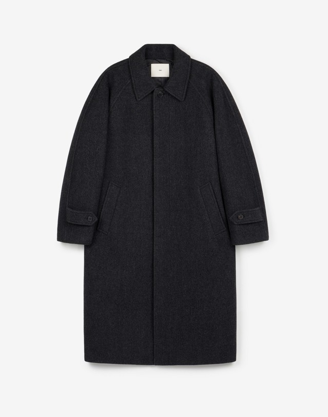 티엔지티 세트 Virgin Wool Herringbone Balmacaan Coat (Dark Grey) 차콜 그레이 상세