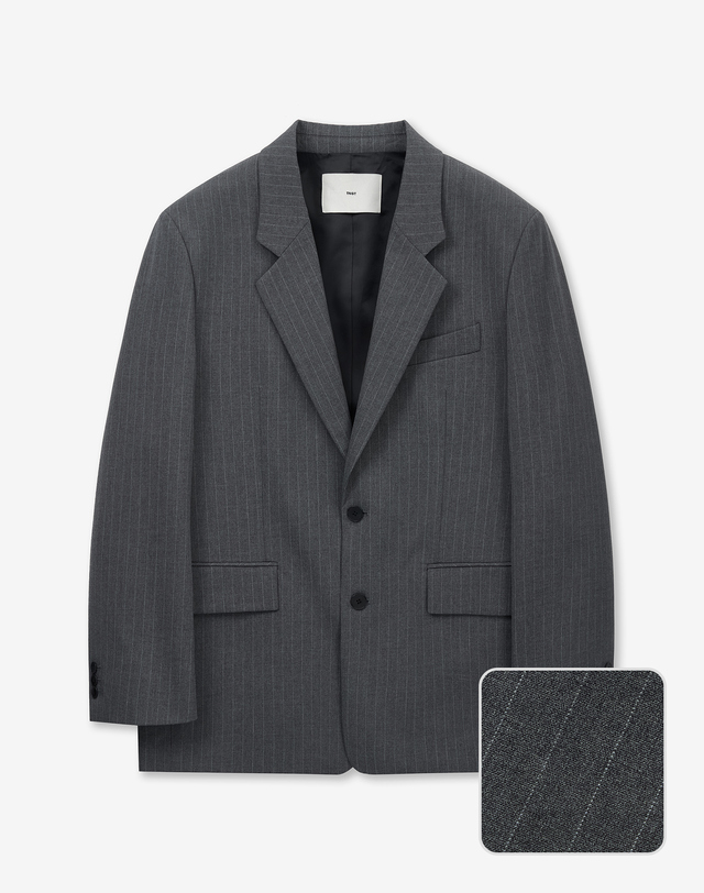 티엔지티 세트 Pin-Stripe Structure Single Jacket (Grey) 그레이 착용컷
