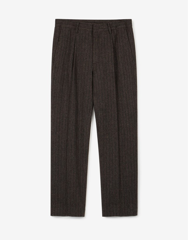 티엔지티 세트 Redford Wool Herringbone Jacket & Tapered Pants (Brown) 브라운 착용컷