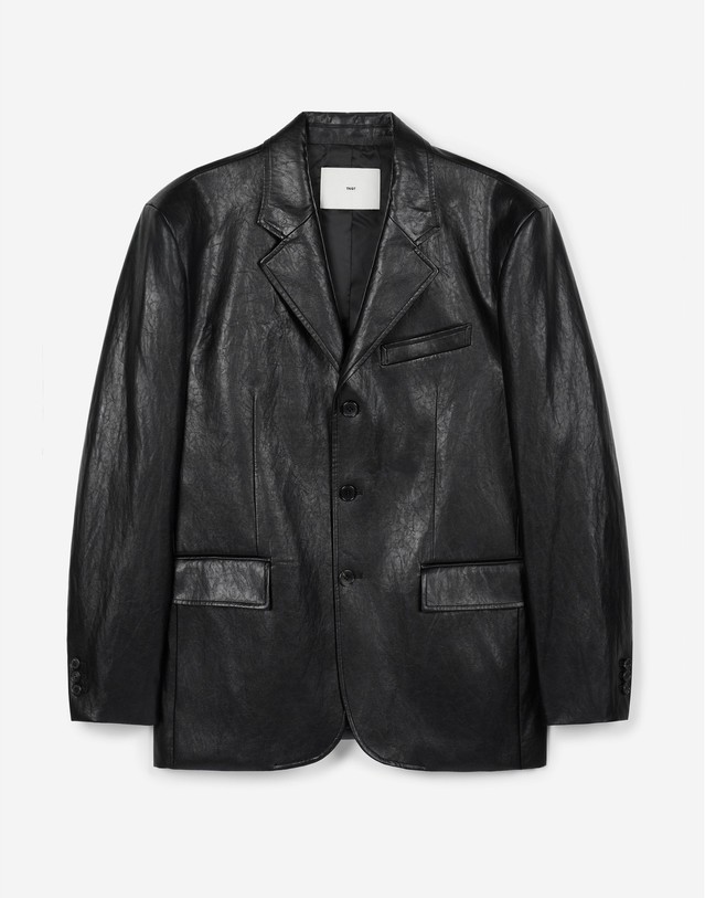 티엔지티 세트 Faux Leather Jacket (Washed Black) 블랙 착용컷