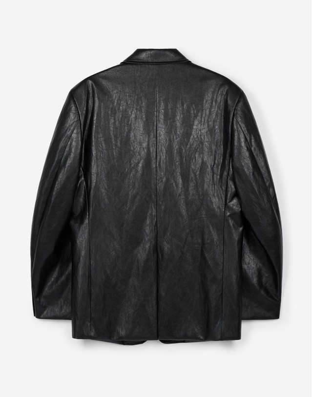 티엔지티 세트 Faux Leather Jacket (Washed Black) 블랙 착용컷