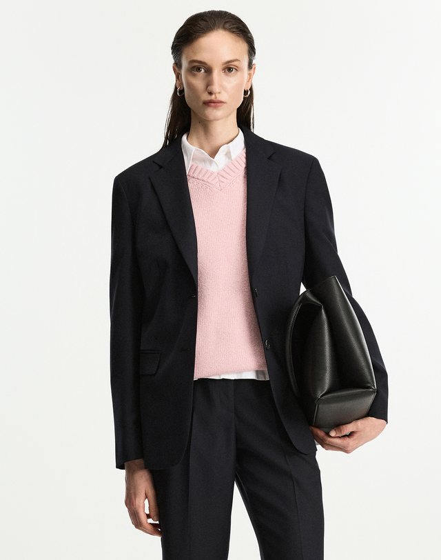 티엔지티 세트 [W] Wool Blend Comfort Jacket & Flared Pant (Dark Navy) 네이비 착용컷