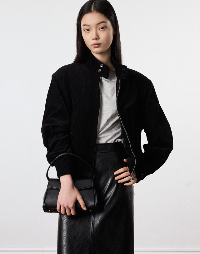 티엔지티 세트 Corduroy Harrington Jumper (Black) 블랙 착용컷