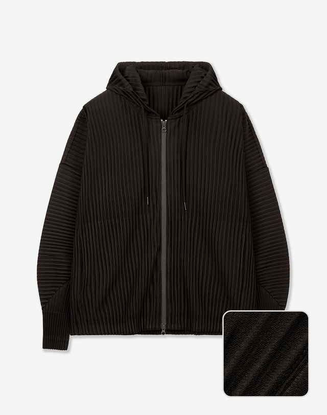 요요기 플리츠 바이 티엔지티 Yoyogi Pleats Hooded Zip & Wide Pants Set-Up (Brown) 브라운 착용컷