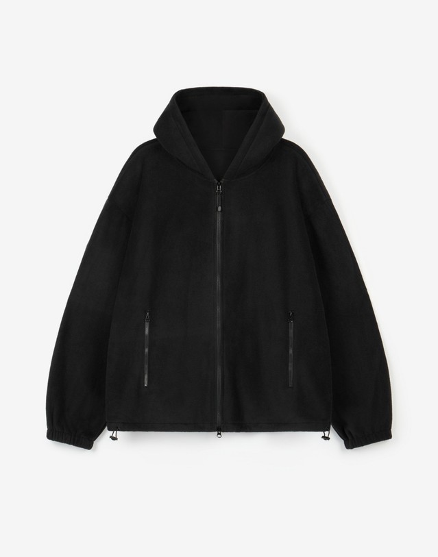 티엔지티 세트 [UNI] Koenji Fleece Oversized Hooded Zip-Up Jacket (Black) 블랙 착용컷