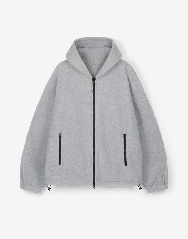 티엔지티 세트 [UNI] Koenji Fleece Oversized Hooded Zip-Up Jacket (L.Grey) 그레이 착용컷