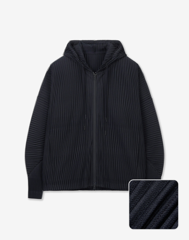 요요기 플리츠 바이 티엔지티 Yoyogi Pleats Hooded Zip-Up & Tapered Pants (Navy) 네이비 착용컷