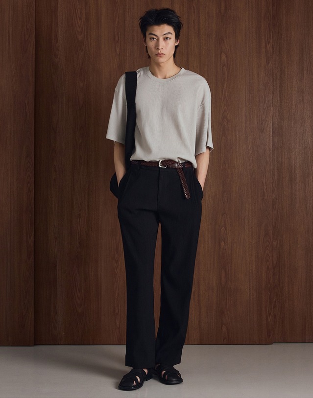 키노시타 바이 티엔지티 Kinoshita Collarless Jacket & Tapered Pants (Black) 블랙 착용컷