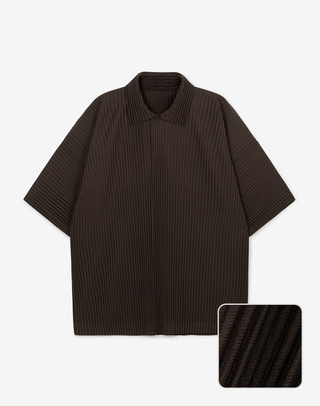 요요기 플리츠 바이 티엔지티 Yoyogi Pleats Polo & Pleats Tapered Pants (Brown) Set-up 브라운 착용컷