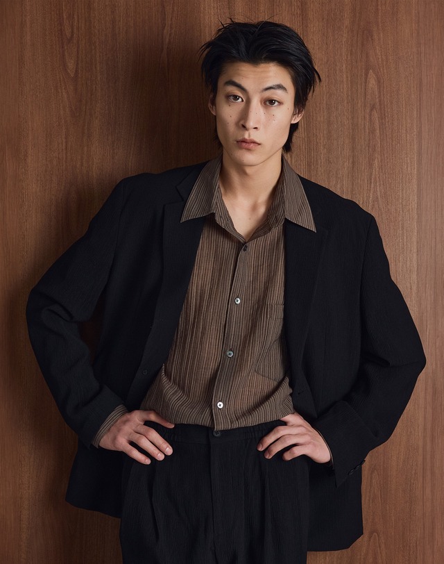 키노시타 바이 티엔지티 Kinoshita Seersucker Jacket & Tapered Pants (Black) 블랙 착용컷