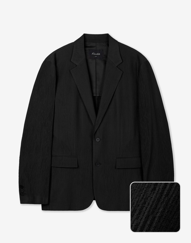 키노시타 바이 티엔지티 Kinoshita Seersucker Jacket & Tapered Pants (Black) 블랙 착용컷