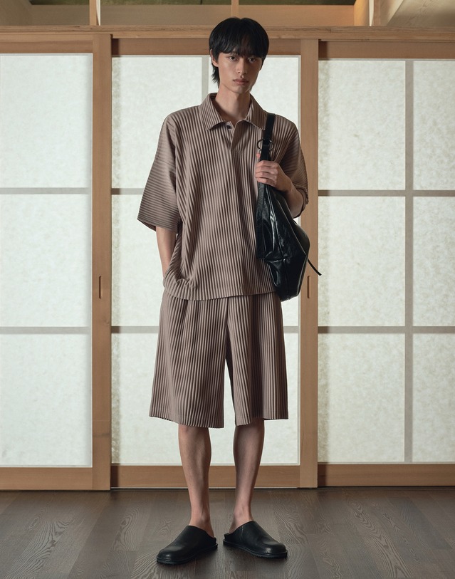 요요기 플리츠 바이 티엔지티 Yoyogi Pleats Polo & Shorts (Beige) 베이지 착용컷