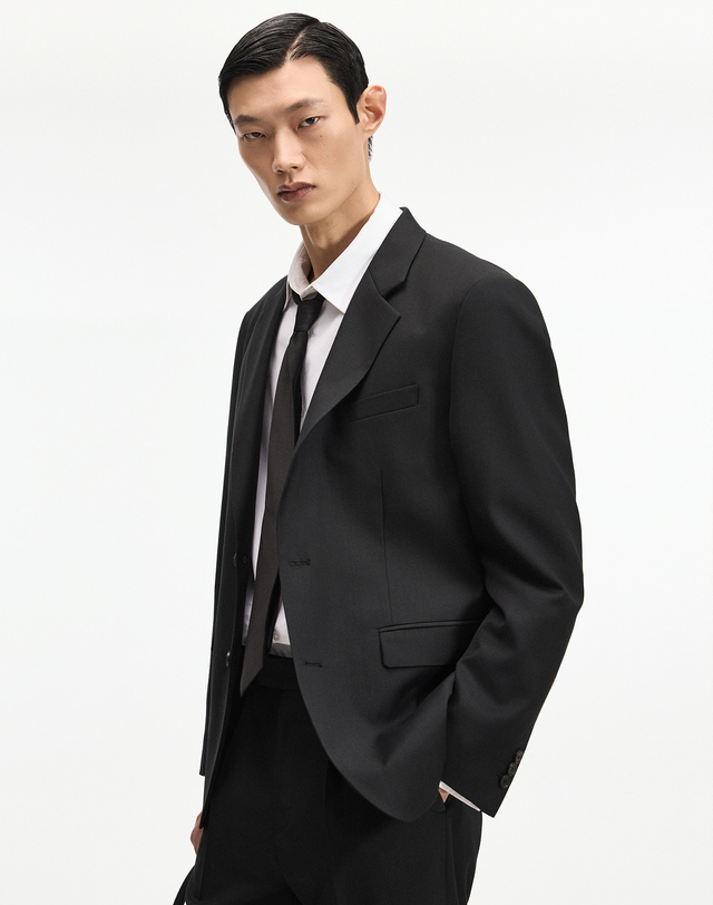 티엔지티 세트 Wool Blend Comfort Jacket & Semi-Wide Pants (Black) 블랙 착용컷