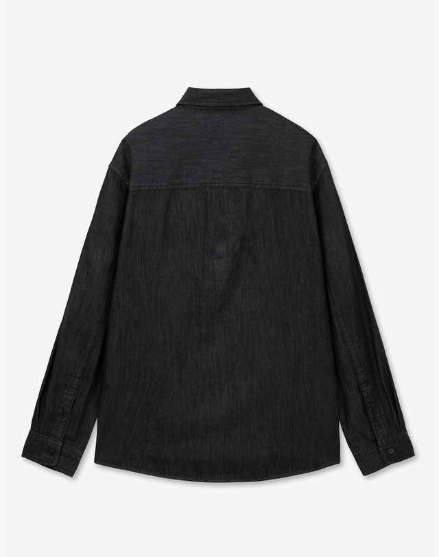 티엔지티 세트 Oversized Denim Shirts (Raw Black) 블랙 착용컷