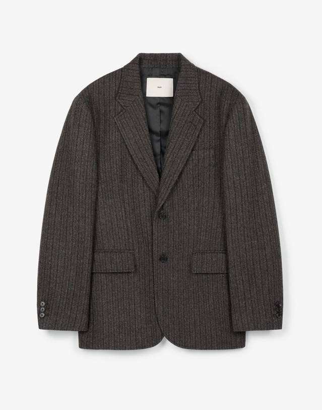 티엔지티 세트 Redford Wool Herringbone Jacket & Wrap Skirt (Grey) 그레이 상세