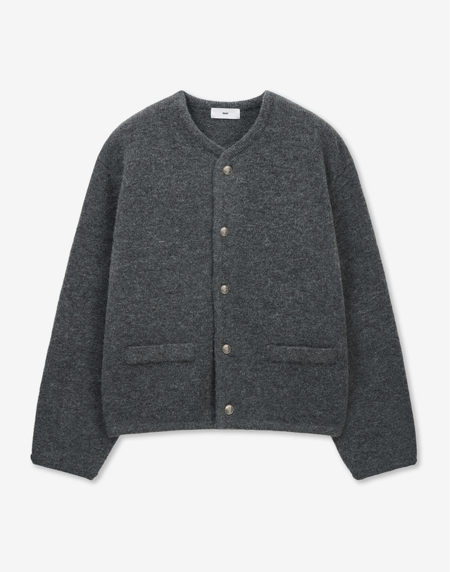 티엔지티 세트 Oversized Mohair Cardigan (Grey) 그레이 착용컷