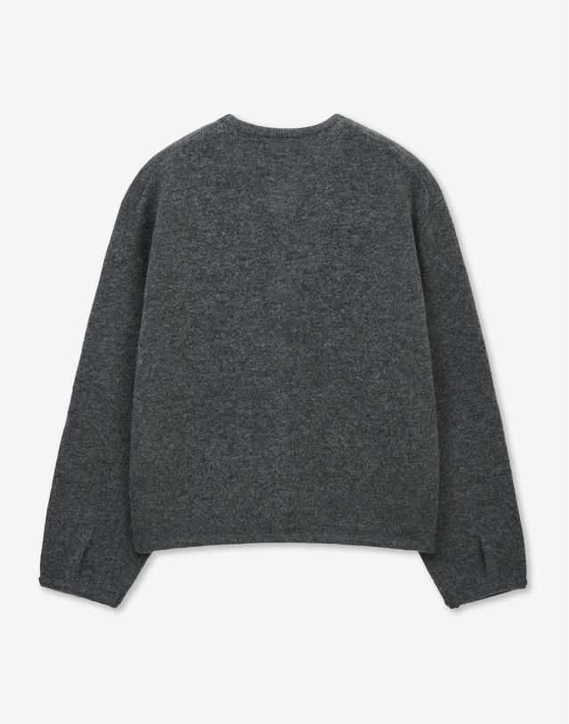 티엔지티 세트 Oversized Mohair Cardigan (Grey) 그레이 착용컷