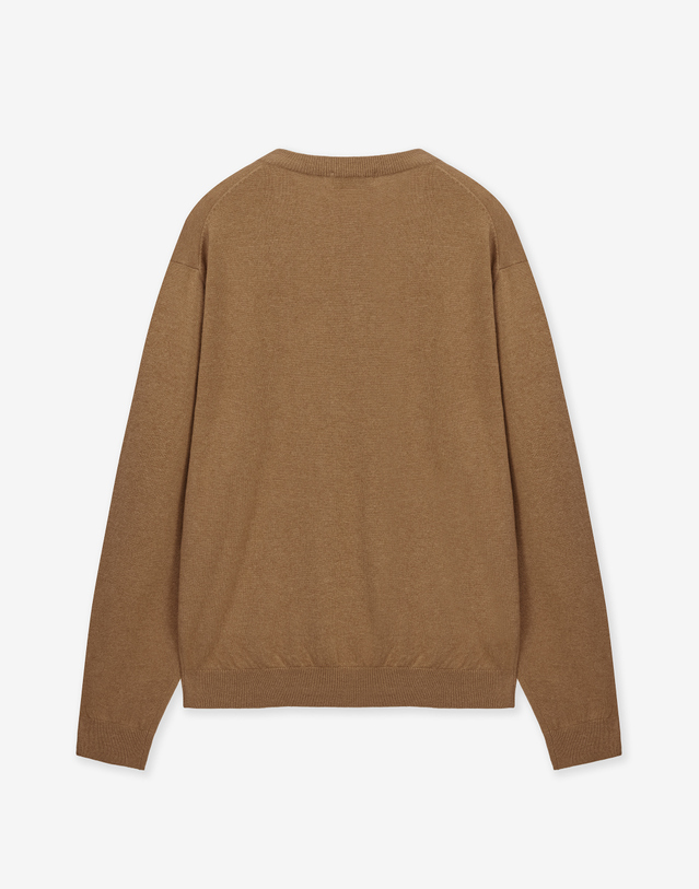 티엔지티 세트 Layered V-Neck Knit Top (Pumpkin Beige) 베이지 착용컷
