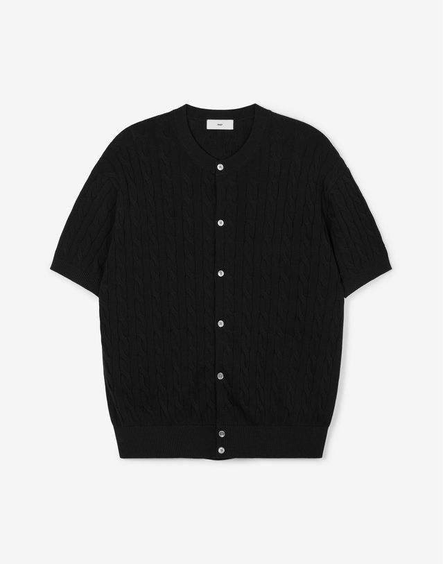 티엔지티 세트 Cable Knit Cardigan (Black) 블랙 착용컷