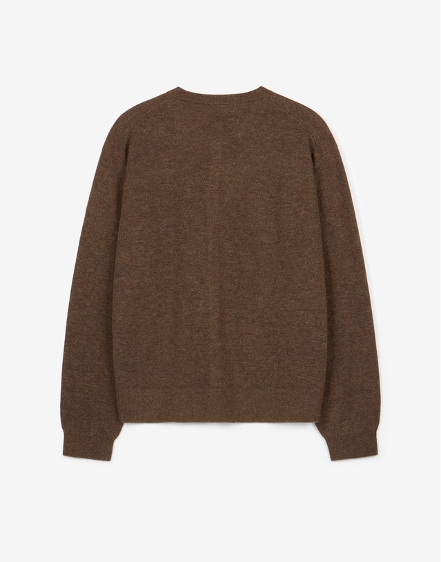 티엔지티 세트 Alpaca Crew Neck Cardigan (Brown) 브라운 착용컷