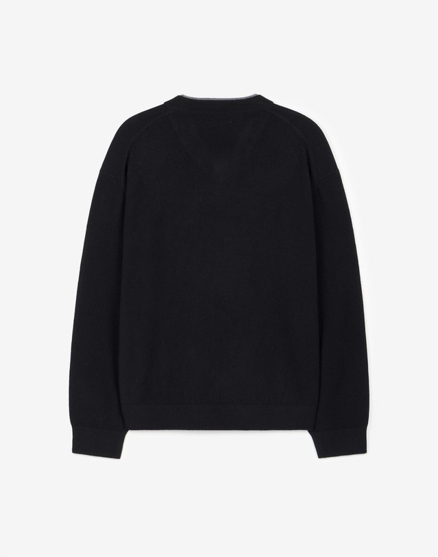 티엔지티 세트 Layered V-Neck Knit (Black) 블랙 착용컷