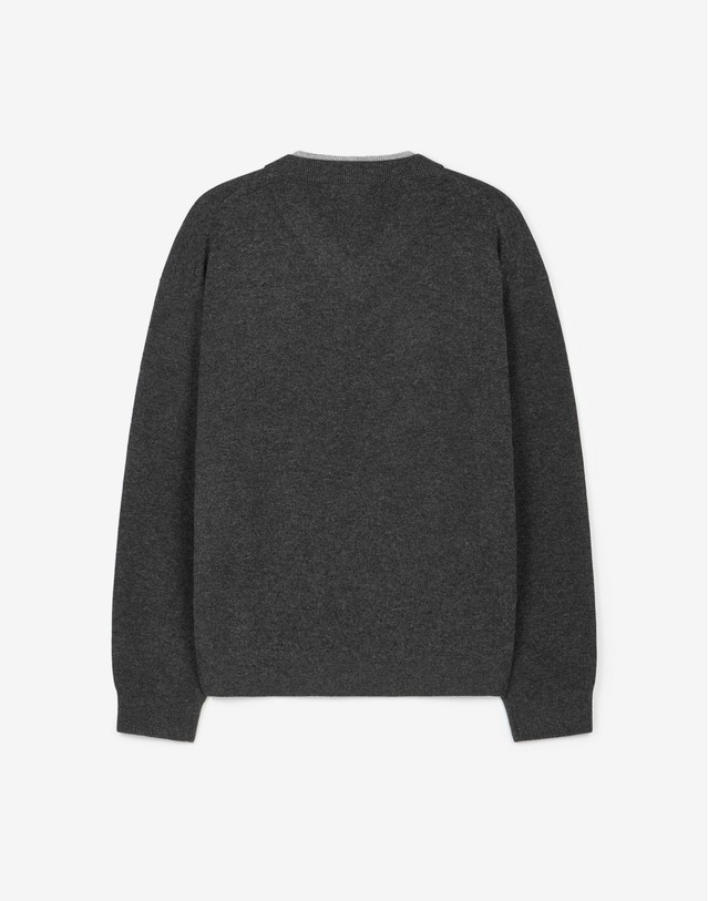 티엔지티 세트 Layered V-Neck Knit (Grey) 그레이 착용컷