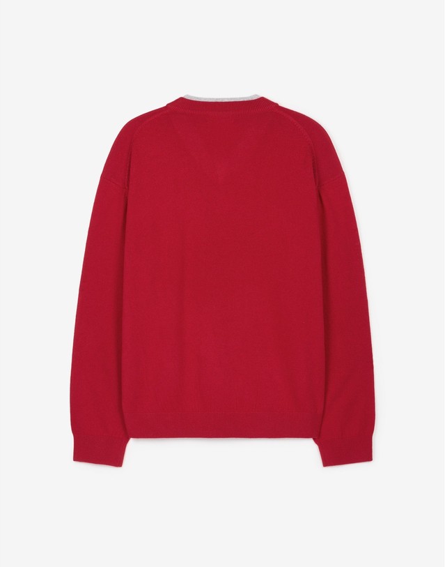 티엔지티 세트 Layered V-Neck Knit (Red) 레드 착용컷