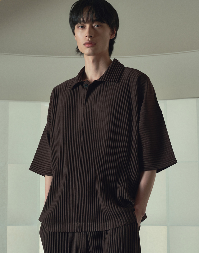 요요기 플리츠 바이 티엔지티 Yoyogi Pleats Polo & Wide Pants (Brown) 브라운 착용컷
