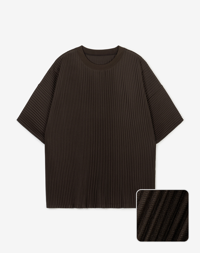 요요기 플리츠 바이 티엔지티 Yoyogi Pleats Tee & Wide Pants (Brown) 브라운 착용컷