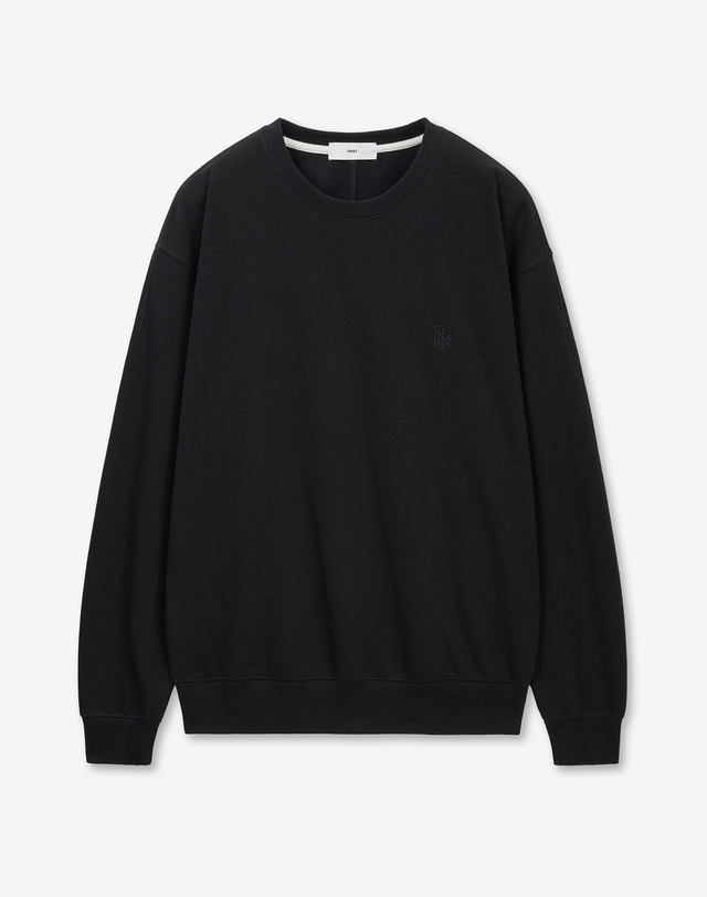 티엔지티 세트 Embroidery Logo Sweatshirt (Black) 블랙 착용컷