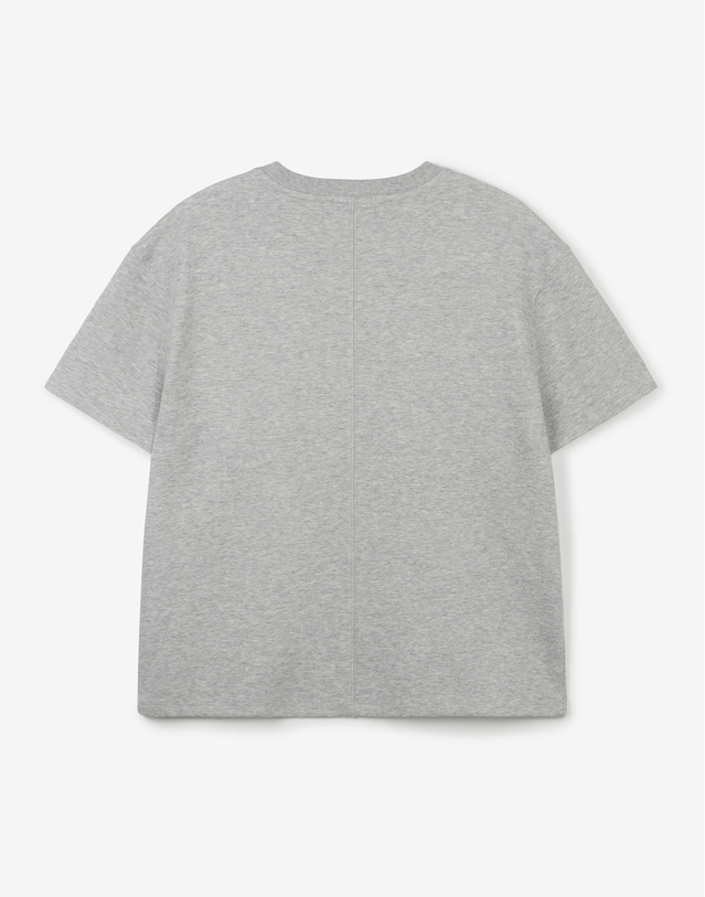 티엔지티 세트 Essential Cropped Tee (Melange Grey) 그레이 착용컷