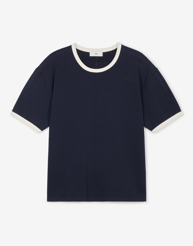 티엔지티 세트 Cropped Ringer Tee (Navy) 네이비 착용컷