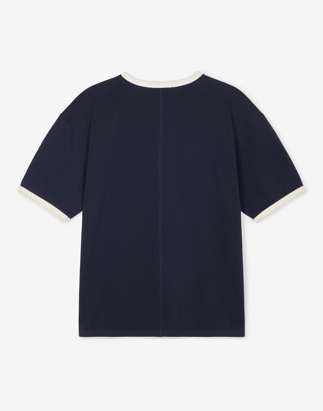 티엔지티 세트 Cropped Ringer Tee (Navy) 네이비 착용컷