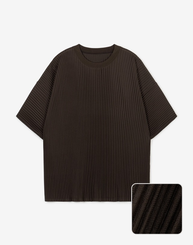 요요기 플리츠 바이 티엔지티 Yoyogi Pleats Tee & Wide Pants (Brown) 브라운 착용컷