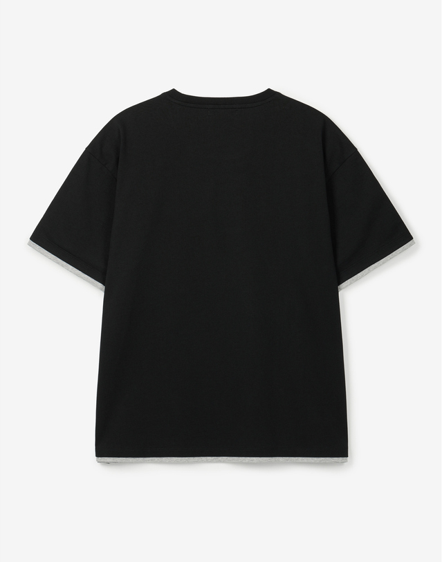 티엔지티 세트 Layered Roll-Up Cropped Tee (Black) 블랙 착용컷