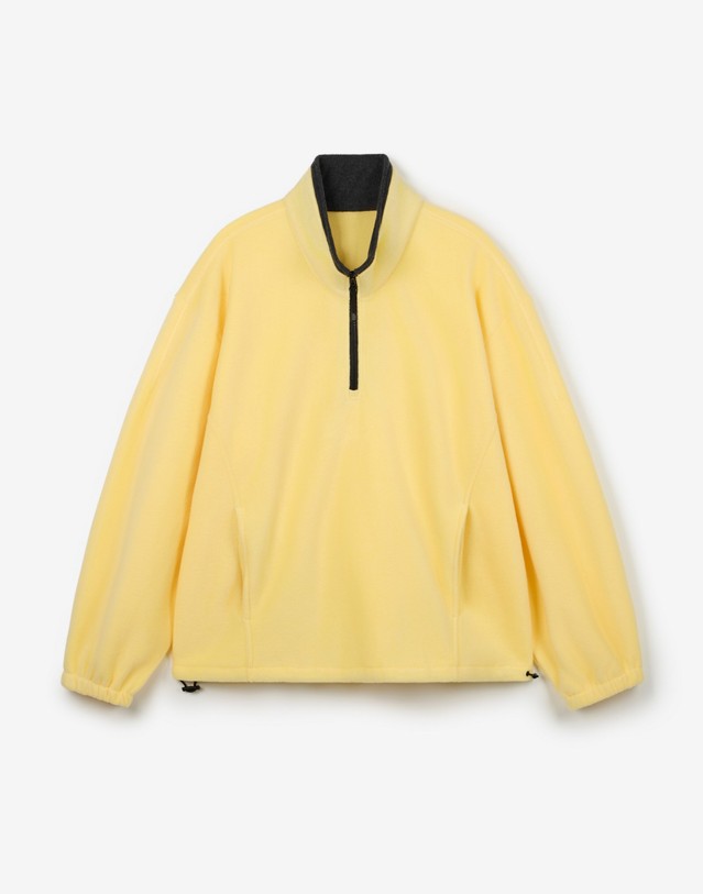 티엔지티 세트 [UNI] Koenji Fleece Oversized Half-Zip Sweatshirt (Butter) 노랑 착용컷
