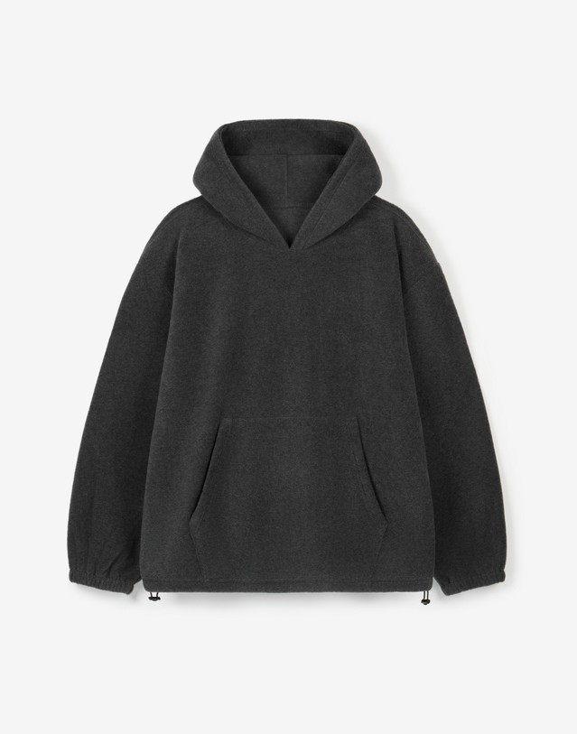 티엔지티 세트 [UNI] Koenji Fleece Oversized Hooded Sweatshirt (D.Grey) 차콜 그레이 착용컷