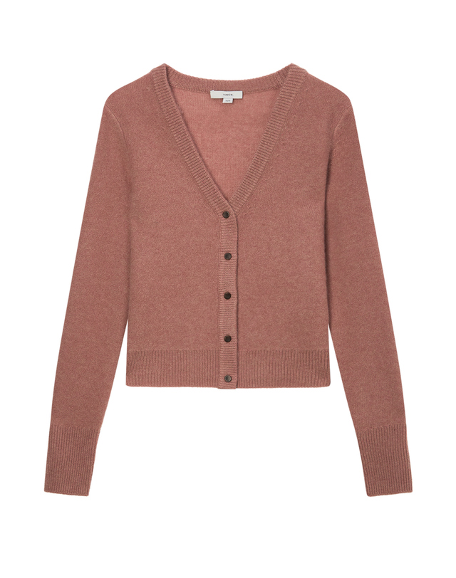 빈스 우먼 세트코드 [SET] 핑크 멜란지 솔리드 브이넥 가디건+핑크 단색 밴딩스커트 착용컷