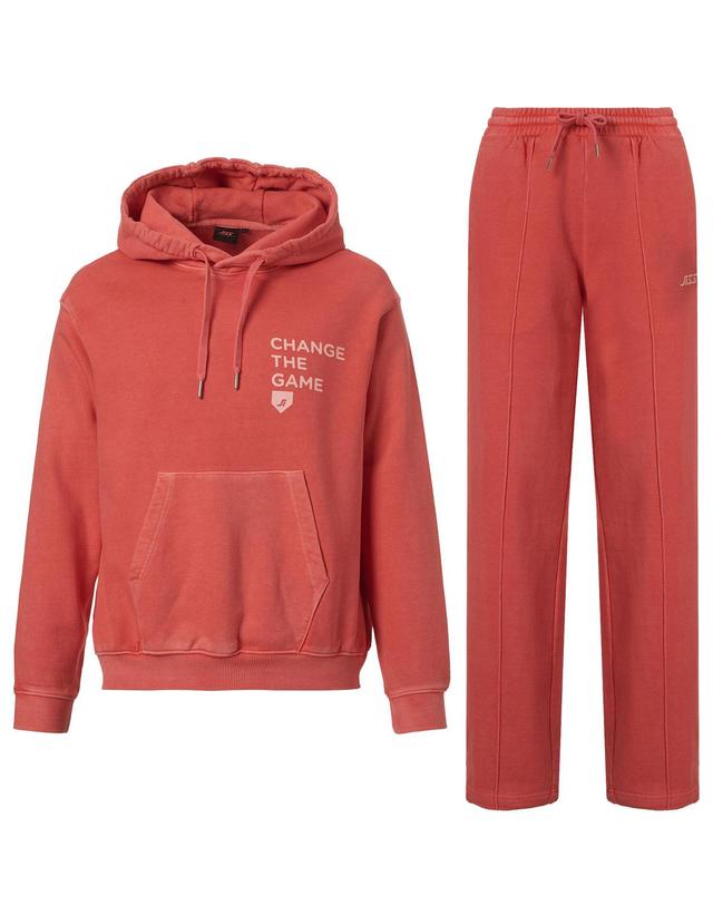 질스튜어트 뉴욕 질스튜어트 스포츠 세트 [Change Up Pigment Hoodie Set] 코랄 피그먼트 면 남녀공용 스웻 후디 세트 착용컷