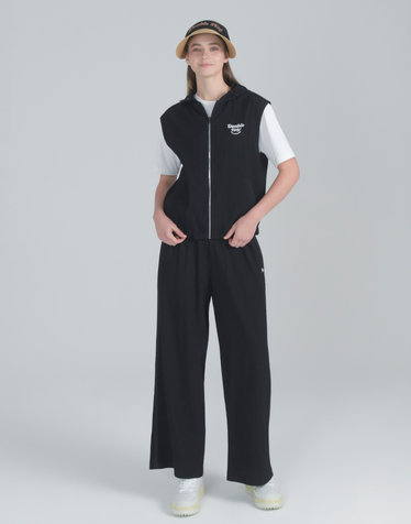 [SET][Micro Pleats] 블랙 풀집업 베스트 + 와이드 팬츠