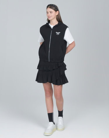[SET][Micro Pleats] 블랙 풀집업 베스트 + 프릴 스커트