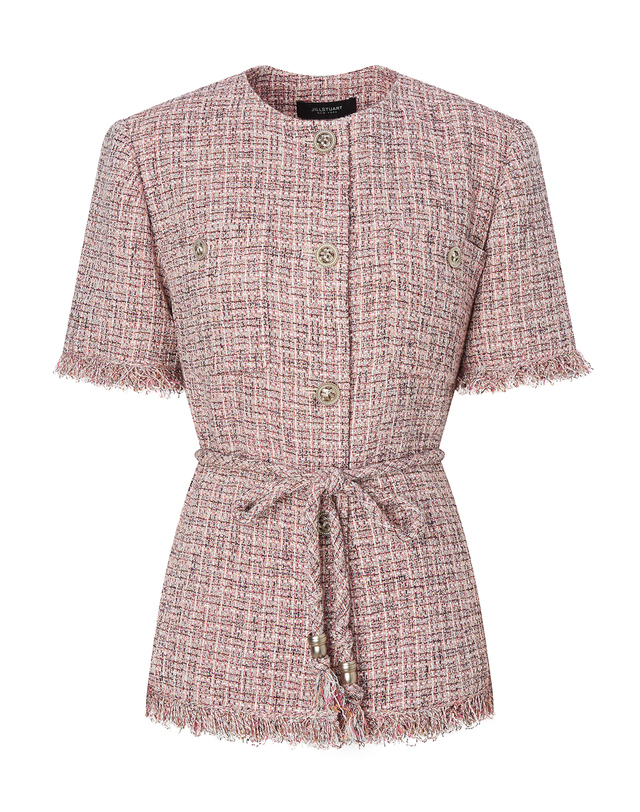 질스튜어트 뉴욕 질스튜어트 여성 세트 [SET] 핑크 올풀림 반팔 트위드 자켓 + 트위드 스커트 착용컷
