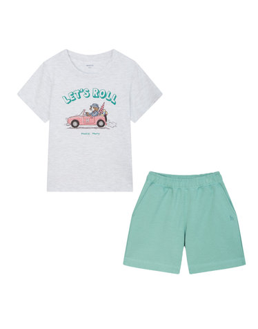 [Set][KIDS] 해리 그래픽 티셔츠 그레이& 하프팬츠 그린 세트 