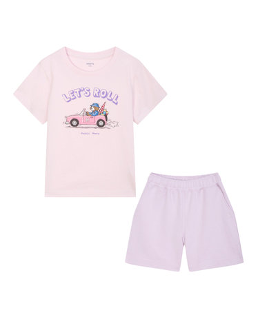 [Set][KIDS] 해리 그래픽 티셔츠 핑크& 하프팬츠 바이올렛 세트 