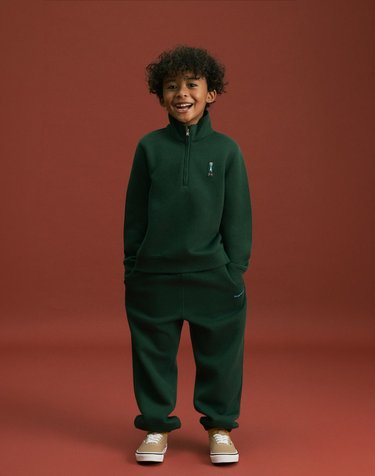 [Set][KIDS] 반집업 카라 스웻 티셔츠 그린 + 조거 스웻 팬츠 그린