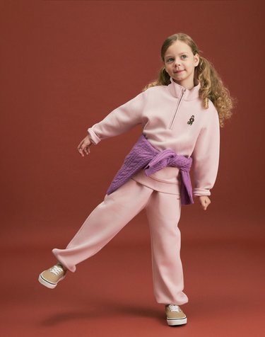[Set][KIDS] 반집업 카라 스웻 핑크 + 조거 스웻 팬츠 핑크