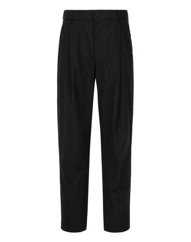 블랙《Natural Cotton》1-Tuck 크롭 팬츠