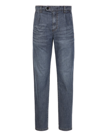 블루《Flex Denim》[Slim 1-Tuck] 데님 팬츠