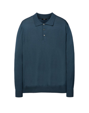 다크 터콰이즈블루《Prime Wool》카라넥 스웨터